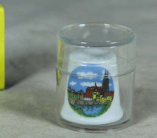 Souvenir thimble - Regensburg Germany - in a holder