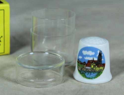 Souvenir thimble - Regensburg Germany - in a holder