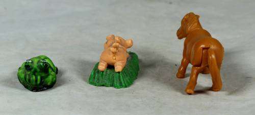 Miniature trio of plastic animals