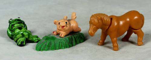 Miniature trio of plastic animals