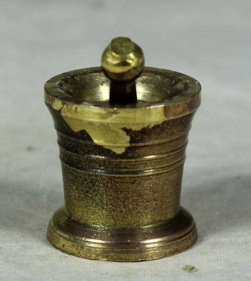 Miniature handcrafted brass temptations mortar & pestle