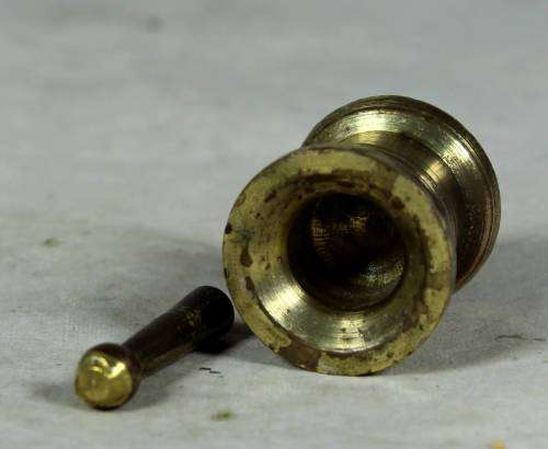 Miniature handcrafted brass temptations mortar & pestle