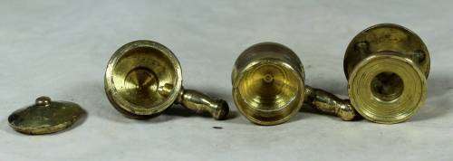 Miniature handcrafted brass temptations double pot on burner