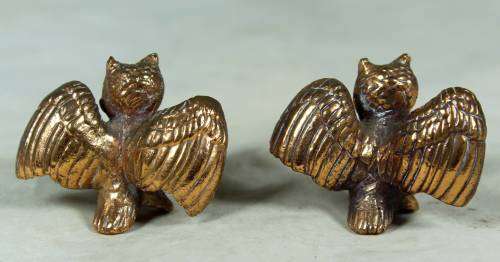 2 Miniature brass owls with spread wings