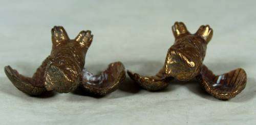 2 Miniature brass owls with spread wings