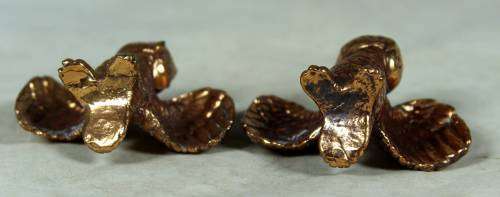 2 Miniature brass owls with spread wings