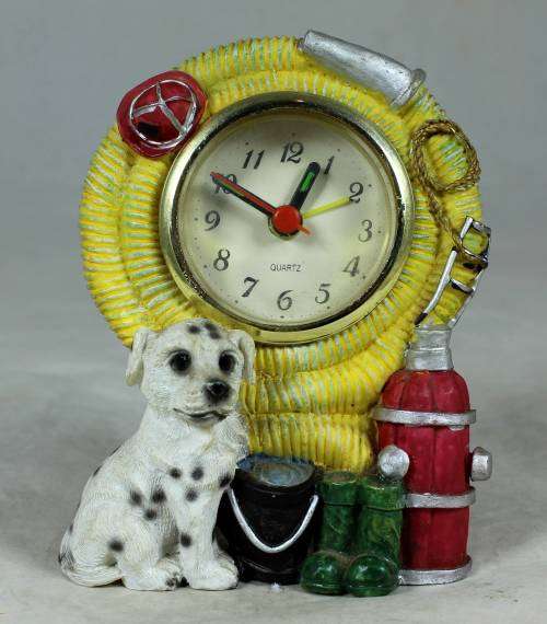 FIREMANS PUPPY CLOCK (WOW AND IT STILL WORKS)-BID NOW!!