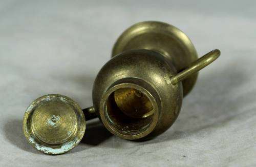 Miniature copper - 2 handle urn with lid