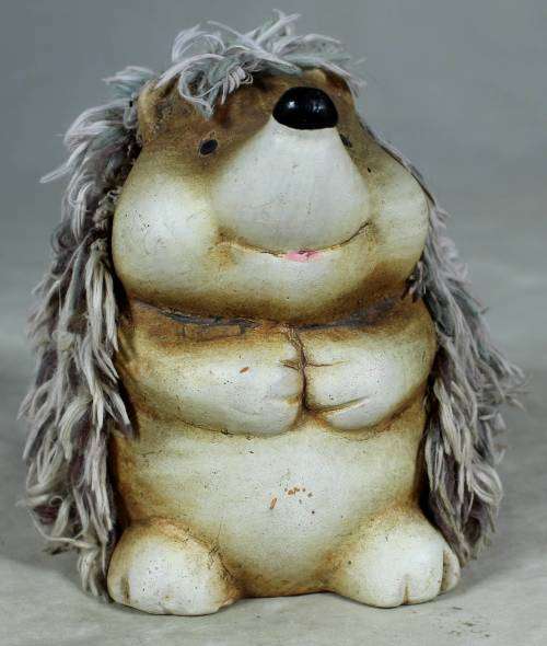 Ceramic hedgehog with fluffy hair
