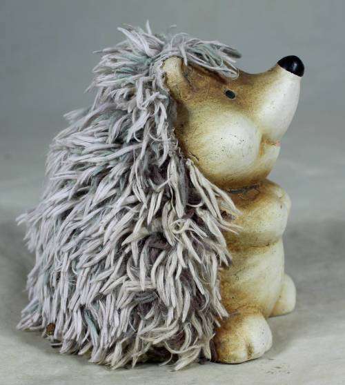 Ceramic hedgehog with fluffy hair