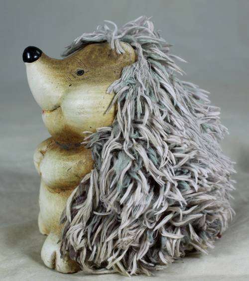 Ceramic hedgehog with fluffy hair