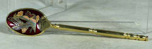 Souvenir spoon gold plated with inlay