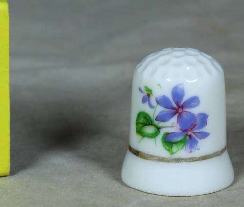 Porcelain thimble - purple flowers