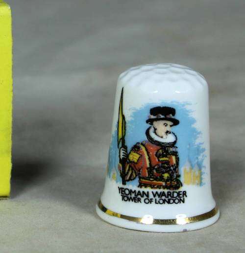 THIMBLE-BONE CHINA BRITISH MADE (YEOMAN WARDER TOWER OF LONDON)-BID NOW!