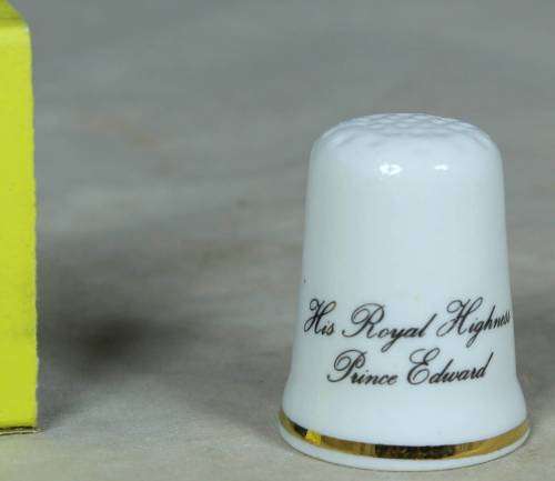 THIMBLE-ST.GEORGE FINE BONE CHINA MADE IN ENGLAND(H.R.H.PRINCE EDWARD)BID NOW