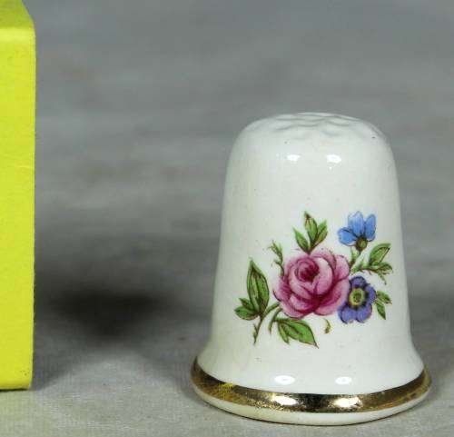 Thimble-Made in England (Pink & Blue Flowers)