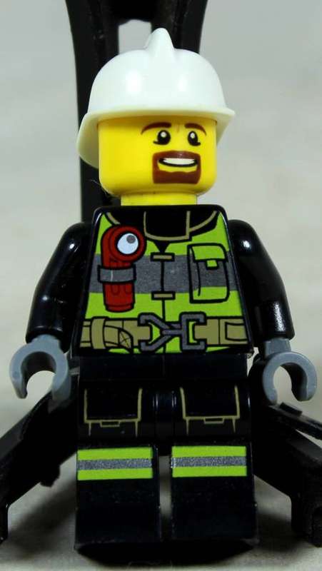 Miniature Lego figurine - Fireman with goatee beard