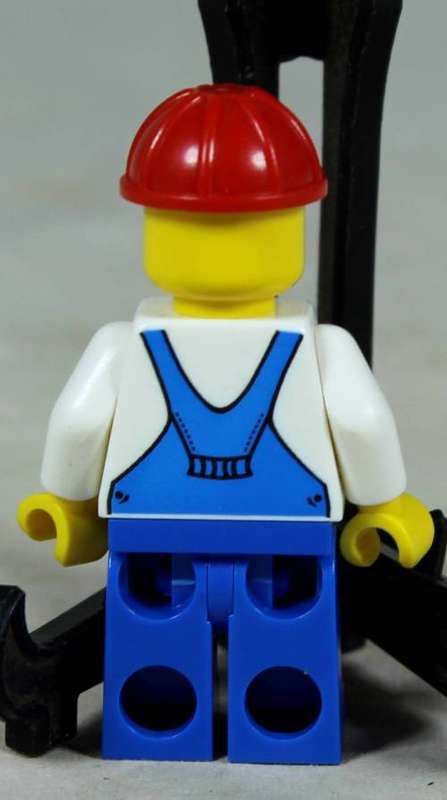 Miniature Lego figurine - Construction worker in blue overalls