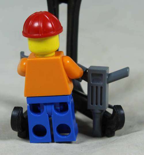 Miniature Lego figurine - Construction worker with a jackhammer (CTY0115)