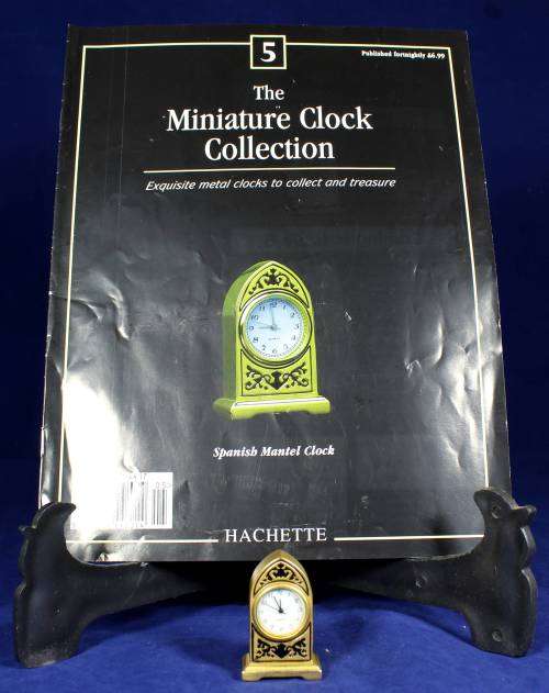 EXQUISITE HACHETTE MINITURE CLOCK WITH BOOKLET-SPANISH MANTEL CLOCK-BID NOW!