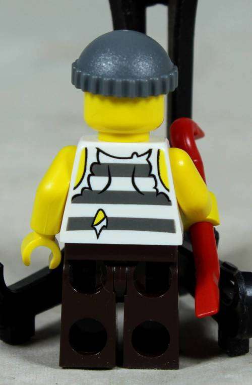 Miniature Lego figurine - City Police prisoner (Robber with crowbar CTY0266)