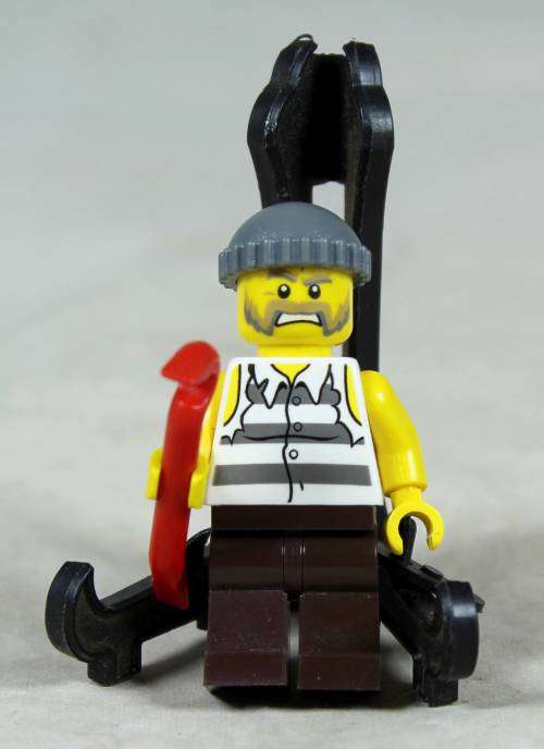 Miniature Lego figurine - City Police prisoner (Robber with crowbar CTY0266)