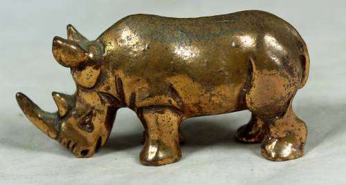 MINIATURE-BRASS COLOR LEAD RHINO-BID NOW!!