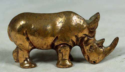 MINIATURE-BRASS COLOR LEAD RHINO-BID NOW!!