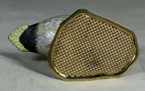 BEAUTIFUL BRASS DUCK PAINTED WITH EMBOSSING BID NOW!!