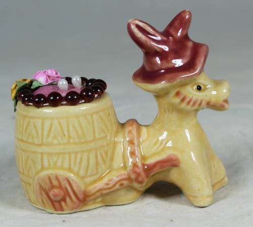 BEAUTIFUL PORCELAIN DONKEY PIN CUSHION BID NOW!!