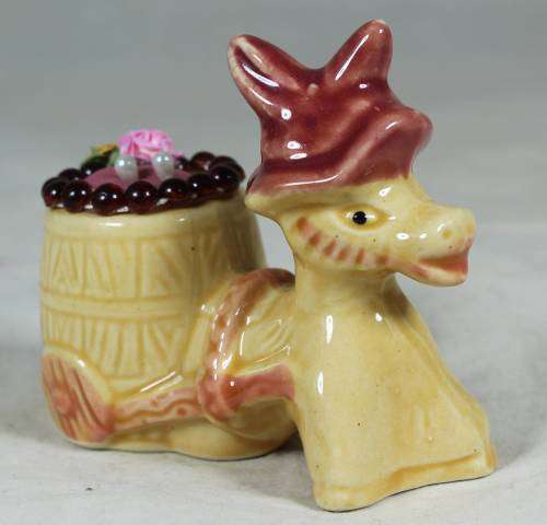 BEAUTIFUL PORCELAIN DONKEY PIN CUSHION BID NOW!!