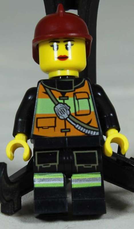 Lego mini figurine - Fire woman with a dark red helmet (CTY0470)