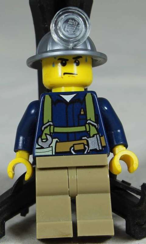 LEGO MINI FIGURINE-MINER WITH A HARNESS AND A MINING HELMET(CTY0311)