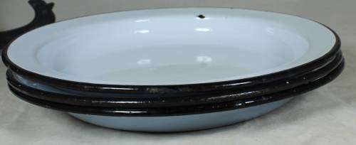 Trio of enamel dishes - blue