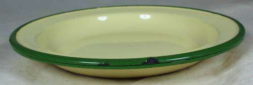 Trio of enamel dishes - brownish yellow