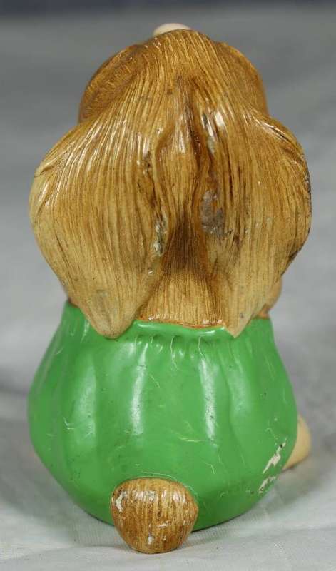 PENDELFIN HAND PAINTED STONEWARE RABBIT MADE IN ENGLAND-POLY IN GREEN BID NOW