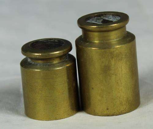 MINIATURE BRASS-PAIR OF CONTAINERS BID NOW!
