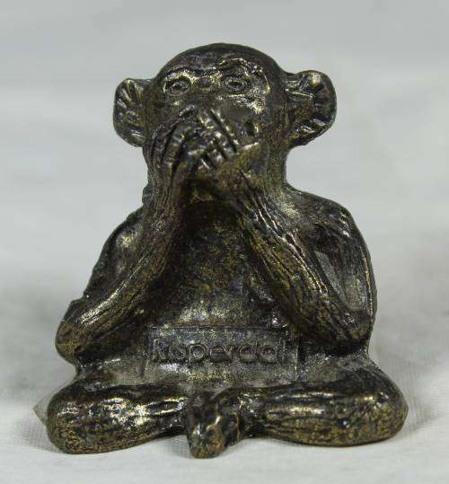 miniature brass - speak no evil monkey