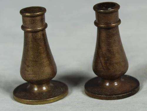 MINIATURE BRASS-PAIR OF CANDLE HOLDERS BID NOW!