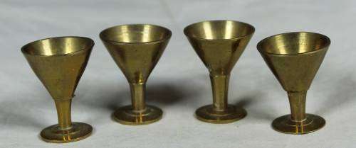 MINIATURE BRASS SET OF DRINKING GLASSES-BID NOW!