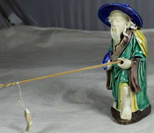 Collectible mud men - old man going fishing
