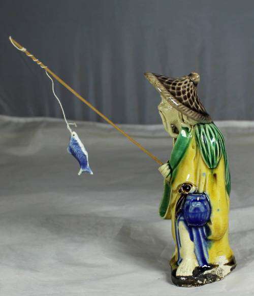 Collectible mud men - old man going fishing