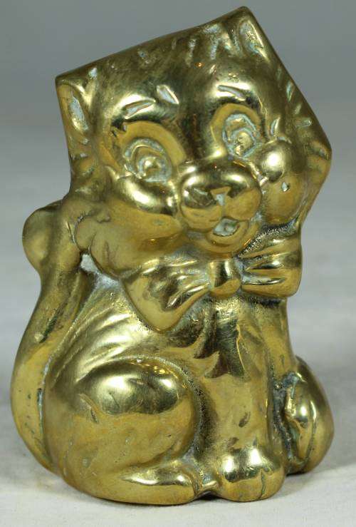 Brass cat with a bow tie