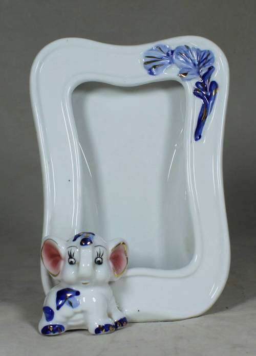 Porcelain photo frame with a baby elephant