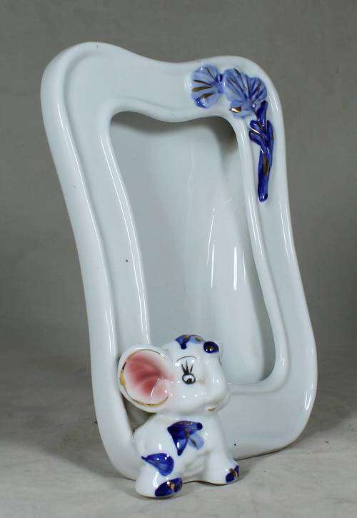 Porcelain photo frame with a baby elephant