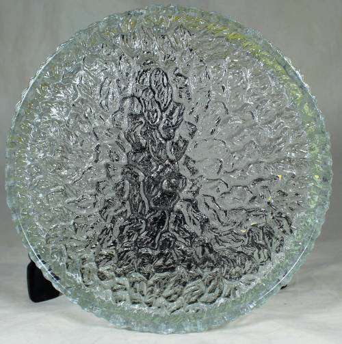 Large pressed glass bowl with a silver plated rim