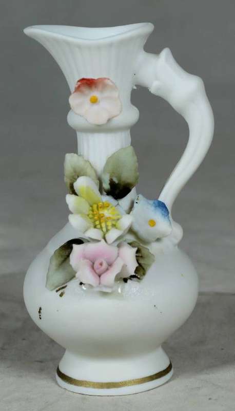 SMALL PITCHER WITH FLOWERS-BID NOW!