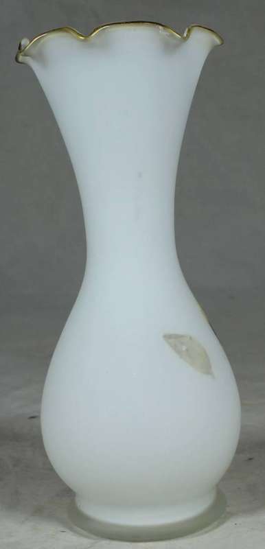 White glass vase with a victorian couple