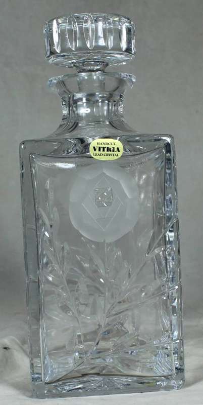 Vitria handcraft lead crystal glass rose cut decanter