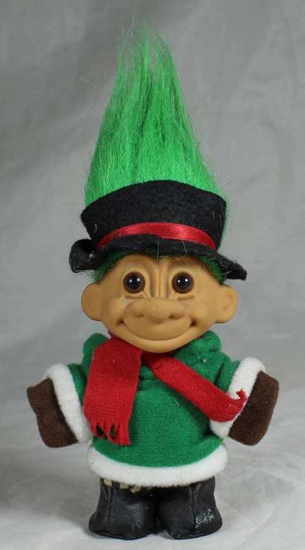 Russ Troll Doll Made In China - Christmas Caroler Troll